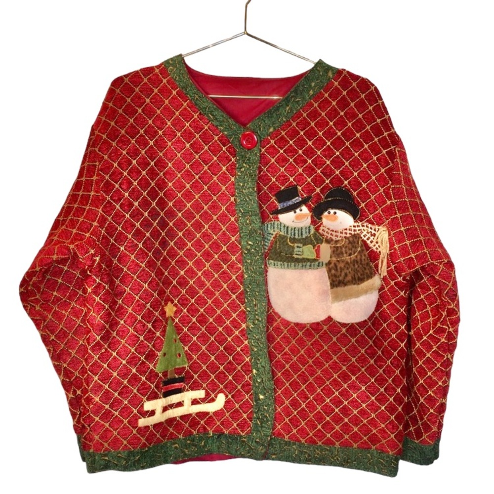 VINTAGE Tapestry Look Ugly Christmas Jacket XL/1X